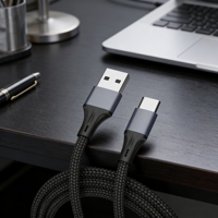 Kabel USB 2.0 Tipe-C Magnetik Logam APPACS Promosi Laris Manis, Konduktor Tembaga Murni, Nilon, Pengisian Cepat, 3.3ft, Data