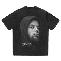 T-shirt vierge 100% coton épais noir pour homme, coupe oversize, effet délavé, avec impression personnalisée et graphique, OEM, vente en gros fabricant