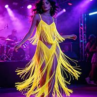 Robe à franges et pompons pour spectacle |   pour tenue de rave et de scène