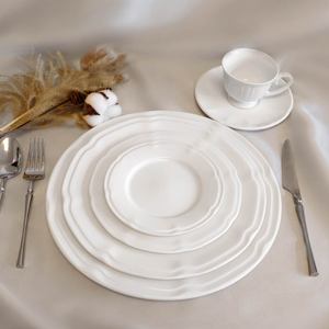 Assiettes en céramique, plat de service, vaisselle en porcelaine blanche plate bon marché en gros pour mariage, assiettes personnalisées - Product Image 6