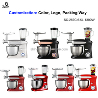 Robot culinaire électrique 1300W 7L multifonction 3-en-1 avec mixeur-blender et batteur à gâteau en métal et bol mélangeur