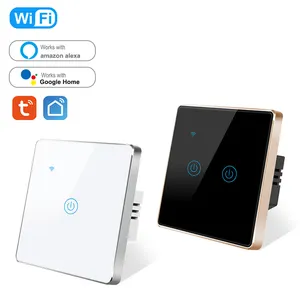Tuya 1/2/3/4gang touch metal frame wall switch Alexa home automation remote control intelligent switch