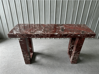 Table d'entrée moderne en marbre Rosso Levanto, rouge profond avec veines blanches, console artistique sur mesure pour hall d'entrée de luxe, villa et hôtel