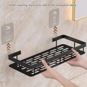 Estante de almacenamiento de metal impermeable multifuncional con agujeros perforados Gancho <span class=keywords><strong>rectangular</strong></span> montado en la pared para uso en cocina y baño - Product Image 3