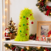 Nouvel Arbre de Noël de Table Télescopique Pliable en Guirlande Verte 70cm, Décoration de Noël en Plastique pour Fête, Maison, Bureau