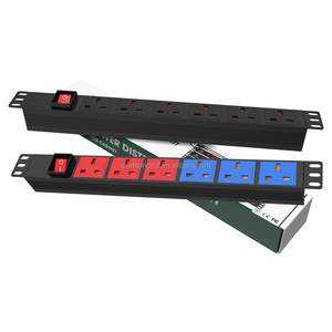 Unité de distribution d'alimentation (PDU) 1U 19 pouces, 6 voies, modulaire, 10 ampères, avec options de prises UK pour armoire réseau de centre de données - Product Image 1