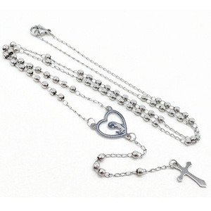 Collana <span class=keywords><strong>Rosario</strong></span> in Acciaio Inossidabile Antiossidante 4MM con Perline Placcate <span class=keywords><strong>Oro</strong></span> Argento, <span class=keywords><strong>Rosario</strong></span> Vergine Maria e Cristo, Madonna di Guadalupe - Product Image 5