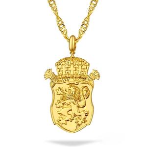 Collar con León Búlgaro, Collar con León de Judá, Acero Inoxidable 316L, Chapado en Oro de 18K, Joyería con Bandera Búlgara, Dije de León - Product Image 1
