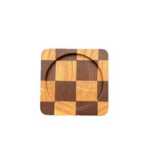 Solid Wood Checkerboard Coaster Square <b>Heat</b> Insulating Mat For Table Dining Kitchen Use - Product Image 5