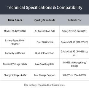 <span class=keywords><strong>Batterie</strong></span> de remplacement EB-BG991ABY pour <span class=keywords><strong>Samsung</strong></span> Galaxy S21 5G SM-G991 SM-G991B 4000mAh Qualité supérieure Capacité réelle à 100% - Product Image 3