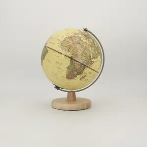 8 "עתיק דקורטיבי שולחן העבודה העולם מסתובב גלובוס כדור הארץ הגיאוגרפי גלובוס עץ בסיס שימוש לילדים חינוך
