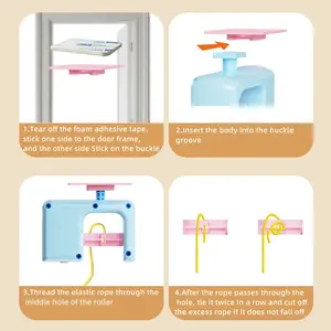 Juguete de cuerda elástica larga para gatos con disco adhesivo y accesorio de plástico para colgar en la puerta, ideal para gatitos y mascotas. - Product Image 4