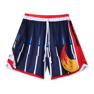 Factory Vintage Streetwear Sports Shorts Hombres Custom Tackle Printing Retro Womens Plain Double Layer Mesh Basketball Shorts - Product Image 5
