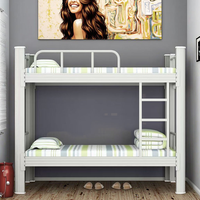 Lit superposé en fer de luxe, robuste et simple, avec échelle, idéal pour dortoir, chambre d'école, hôtel, appartement – Gain de place et haute résistance