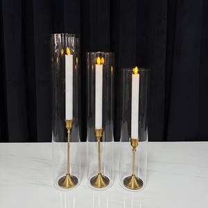 Décoration de mariage, <span class=keywords><strong>vase</strong></span> à bougie en verre cylindrique à rayures creuses, tube, <span class=keywords><strong>vase</strong></span> à bougie, fond <span class=keywords><strong>ouvert</strong></span>, centre de table - Product Image 2