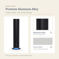 Diffuseur d'huiles essentielles sans eau de luxe en aluminium, alimenté par USB, avec télécommande via application, capacité de 51 à 100 ml, design noir et or, pour table, garantie 1 an