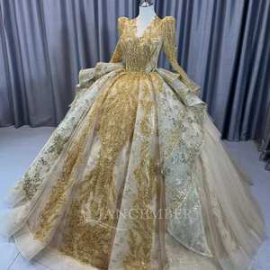 Lscm83 <b>Wedding</b> Dress Champagne Quinceanera Dresses Gold Beaded Sweetheart Princess Luxury Ball Gowns Jancember - Product Image 2