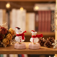 Ornement de bonhomme de neige en verre rotatif pour la décoration de table de Noël, cadeau de fête, figurine de bonhomme de neige d'hiver, décoration de bureau ou d'étagère