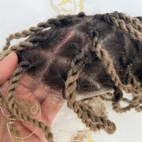 Système capillaire pour hommes en cheveux humains, toupet de dreadlocks style afro, base en dentelle complète, élégant