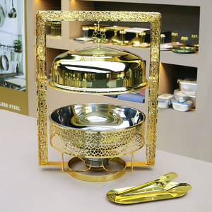 Nouveauté Chauffe-plat décoratif de luxe Chauffe-plats dorés pour <span class=keywords><strong>buffet</strong></span> 8L - Product Image 1