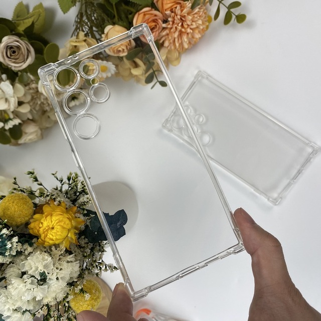 Ultra Clear Soft Airbag Slim Soft TPU Transparent Phone Case for Samsung Galaxy S24 Ultra Anti Yellow Space Covers