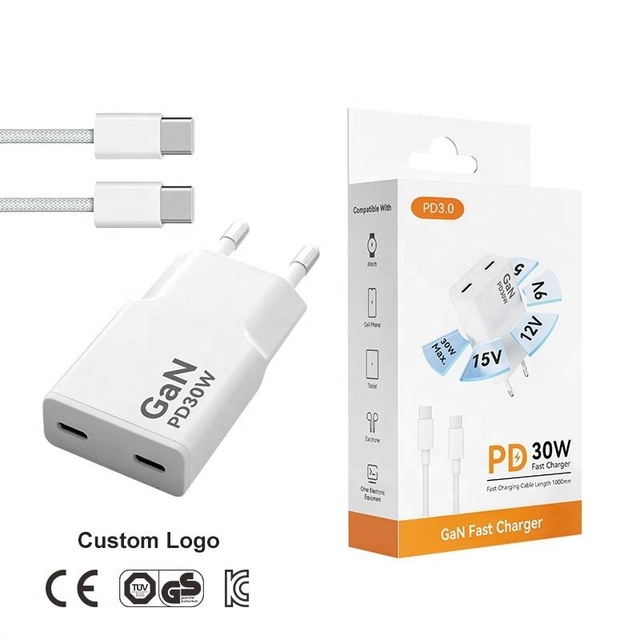 Phone Charger Super Fast Chargers Us Plug Adapter 4.0 30w Gan Fast Charger Usb-c Power Adapter Pd 3.0 Power Adapter 30W