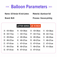 Ballons en aluminium BLN de 16 pouces, lettres de l'alphabet A-Z, Mylar, couleurs assorties, vente en gros pour décorations de fête d'anniversaire et de baby shower