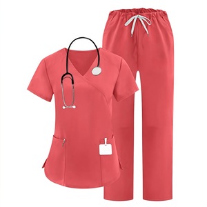 HZMNOI Women's V-Neck Scrub Set Moisture Wicking Knitted Hospital Uniforms For Nurses And Doctors S-XXL - Product Image 2