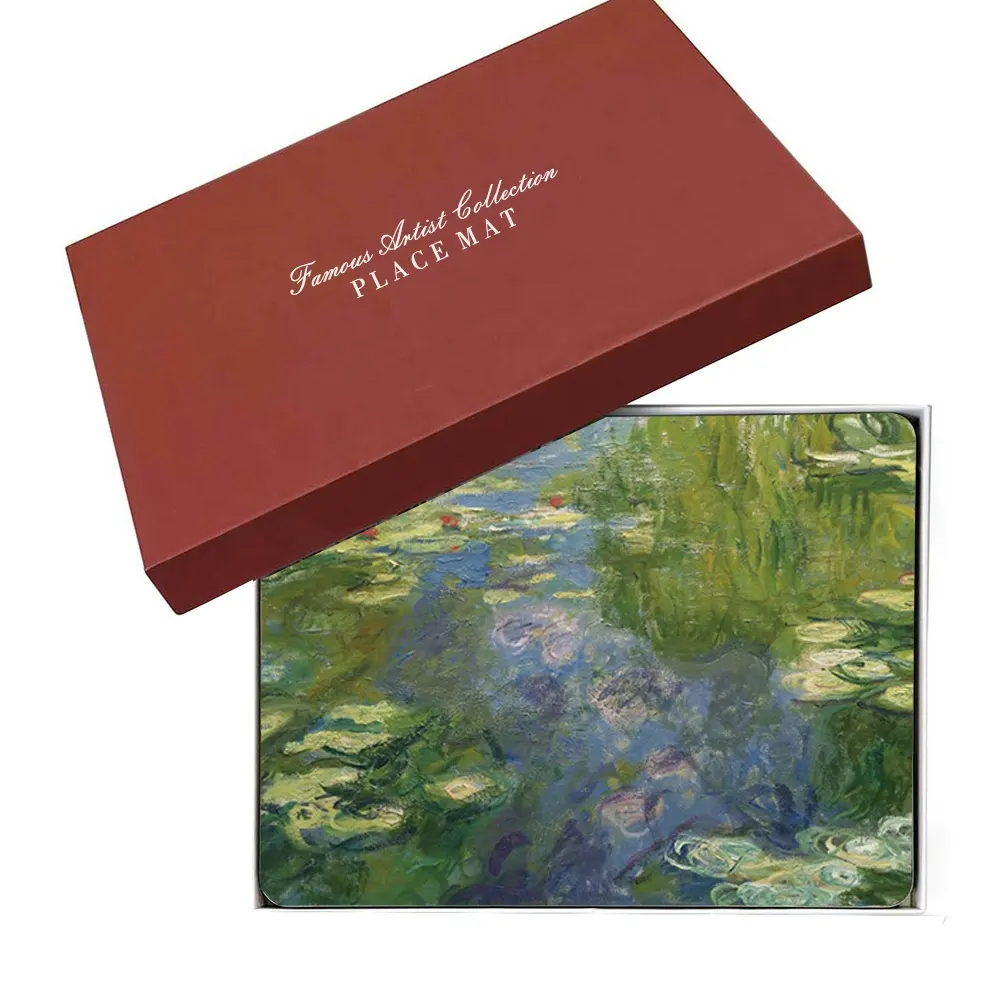 Monet Artist แผ่นรองจานในครัว,แผ่นรองไม้สำหรับเป็นของขวัญ4ชิ้น Placemat 45X30ซม. กันความร้อนได้รับการสนับสนุนจากจุกไม้ก๊อก