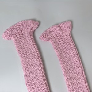 Graziosi stivaletti a maglia con cavo appena nato petalo rosa con volant calzini alti morbidi in cotone 100% scaldagambe pantofole lunghe per la primavera autunnale - Product Image 4