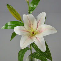 Arrangements floraux artificiels en PVC à 3 têtes de lys, avec panier-vase, pour décoration intérieure, toucher doux, fleurs transfrontalières, vente en gros pour mariages