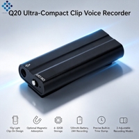 Enregistreur vocal numérique portable Q20T à clipser, activation vocale VOX, appareil d'enregistrement audio pour réunions, interviews, conférences, usage professionnel