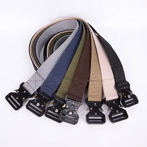 Metal Buckle Tactical Belt Men's Nylon Fabric Outdoor Combat Quick Fast Release Woven Belt Hunting Hiking Sports Fabric Belt
