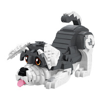 Blocs de construction chien Husky, puzzle animal 3D, modèle d'animal mignon avec langue sortie, pour décoration de bureau, jouet de construction DIY, vente en gros OEM