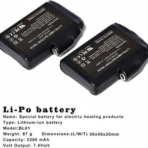 Batterie rechargeable LiPo au lithium polymère 7,4 V 2200 mAh pour vêtements chauffants et gants – Vente en gros CE UN38.3 OEM - Product Image 3