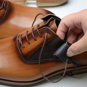 Chaussures en cuir faites à la main pour hommes, modèle 2025, en cuir de vachette pleine fleur, confortables, avec bande élastique Oxford, rehaussantes, pour affaires et occasions formelles - Product Image 4
