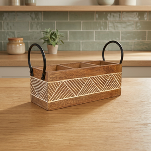 Acacia Wood Kitchen Cooking Utensils Organizer Flatware Utensil Wooden Utensil Holder Wooden Cutlery Holder - Product Image 3