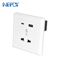 Toma de corriente USB estándar de carga rápida de 20W E.U, toma de corriente USB de tipo universal de 86*86, toma de corriente 250V 10A