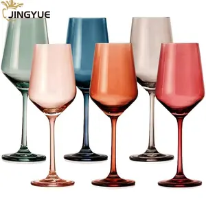 Großhandel 430ml 6er Pack Modern Stemware Einzigartige mehrfarbige Rotwein becher Gläser Set für Hochzeit Weihnachts feier Geschenk