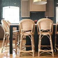 Chaise de tabouret de bar moderne en rotin véritable de luxe de bonne qualité pour la maison Bar Hôtel Mobilier d'extérieur Banquet Salle à manger Cuisine