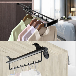 Clothing Organizer Hanging Rod 450mm Aluminum Alloy Multifunctional <b>Wardrobe</b> Storage <b>Rack</b> With 8 Beads Silent Design - Product Image 1