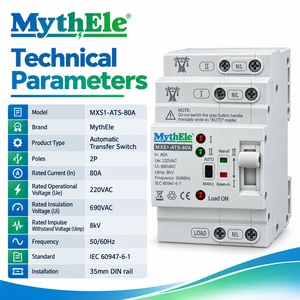 MythEle MXS1-ATS-80A 2P 80A 220V AC Dual Power Automatic Transfer <strong>Switch</strong> ATS 35mm DIN Rail for Generator Solar PV Backup Power - Product Image 6
