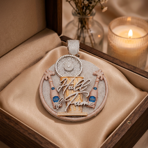 Pendentif rond personnalisé en argent 925 avec diamants Moissanite, style Hip Hop de luxe, médaillon Bouteille de Champagne Bleu Belaire, modèle Hall of Fame - Product Image 2