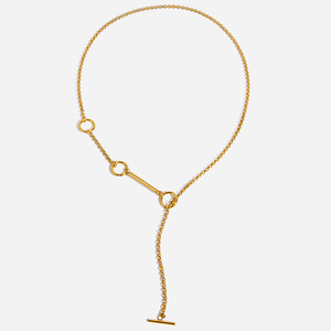 Collar de Cadena en Y de Acero Inoxidable, Diseño Geométrico, Tono Dorado, Joyería para Regalo - Product Image 1