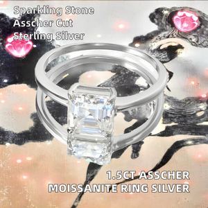 แหวนหมั้นทรงคลาสสิกประดับเพชรโมอิสซาไนต์ทรงแอสเชอร์ 1.5 กะรัต ระดับความสะอาด VVS ได้รับการรับรองจาก GRA ชุบโรเดียม เงินแท้ 925 สำหรับผู้หญิง - Product Image 2