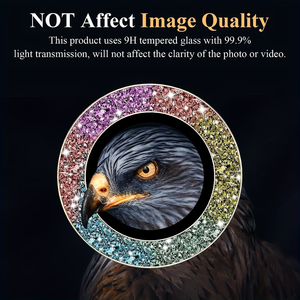 Protection d'objectif d'appareil photo holographique effet diamant scintillant en verre trempé changeant de couleur, dureté 9H de qualité AAA, logo personnalisé OEM/ODM - Product Image 3