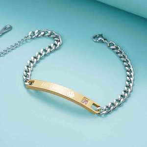 Pulseras <span class=keywords><strong>de</strong></span> Pareja <span class=keywords><strong>de</strong></span> Acero Inoxidable Zhongzhe con Letras 'Her King His Queen His Beauty Her Beast', <span class=keywords><strong>Corona</strong></span> <span class=keywords><strong>y</strong></span> Cristales - Product Image 4