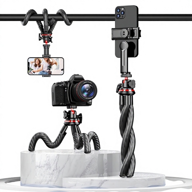 C02 Flexible Octopus Tripod 360° Adjustable Ball Head Removable Phone Holder for Camera & Phone