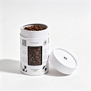 Boîte d'emballage cylindrique personnalisée de haute qualité avec fenêtre transparente, tube rond pour la personnalisation de la marque de grains de café - Product Image 1