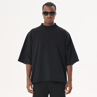T-shirt pour homme, marque de mode, col rond, manches raglan, coton lourd 300g, style hip-hop américain, coupe ample et carrée, grande taille